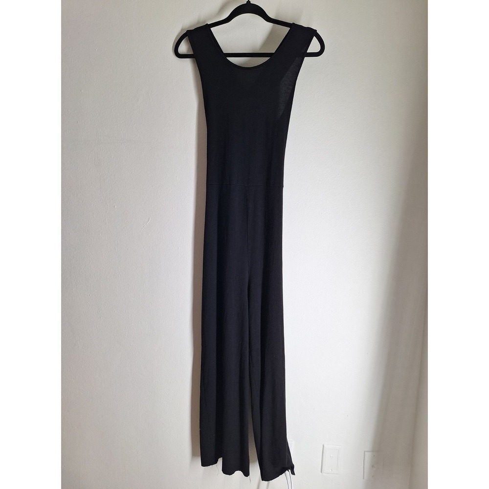 Antistar Jumpsuit Women's Sz L Black Crossback Wide Leg Soft Comfort Athleisure